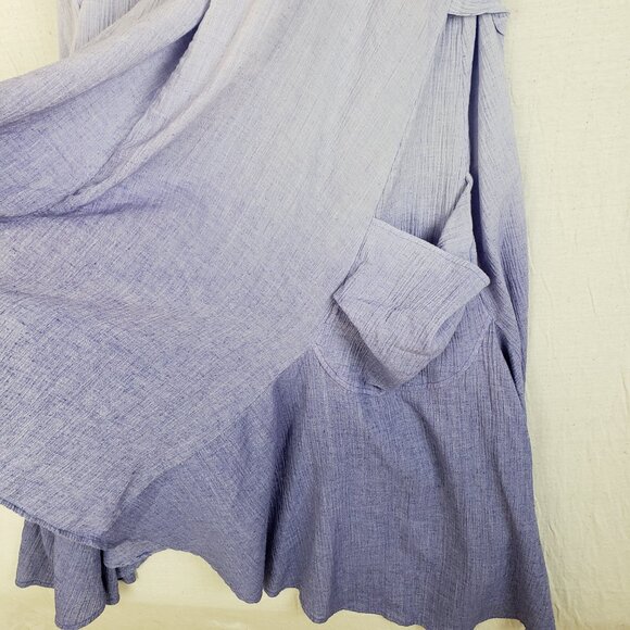 Firmiana Linen Blend Dress Lagenlook Ombre Sharkbite Hem Pockets sz M Oversized - Picture 10 of 14